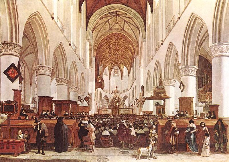 BERCKHEYDE, Gerrit Adriaensz. The Interior of the Grote Kerk (St Bavo) at Haarlem Spain oil painting art